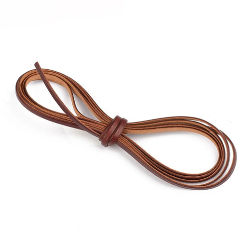 2m Vintage Cowhide Leather Cord Strip Round/Flat Rope String DIY by AliExpress
