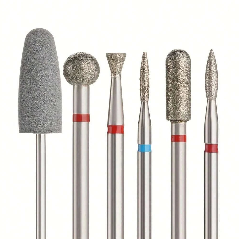 6pcs/set Diamond Sand Nail Files Drill Cuticle Polishing Bit Nail Grinding Head Electric Manicure Set for Removing Acrylic by AliExpress