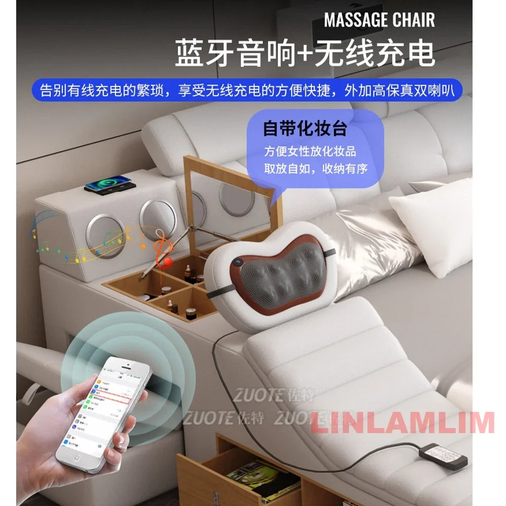 MINGDIBAO All In One Bed, Luxury Multifunctional Genuine Leather Bed Frame with Tatami, Tech Smart Ultimate Lit 2 Personnes by FLIPSTYLEZLLC