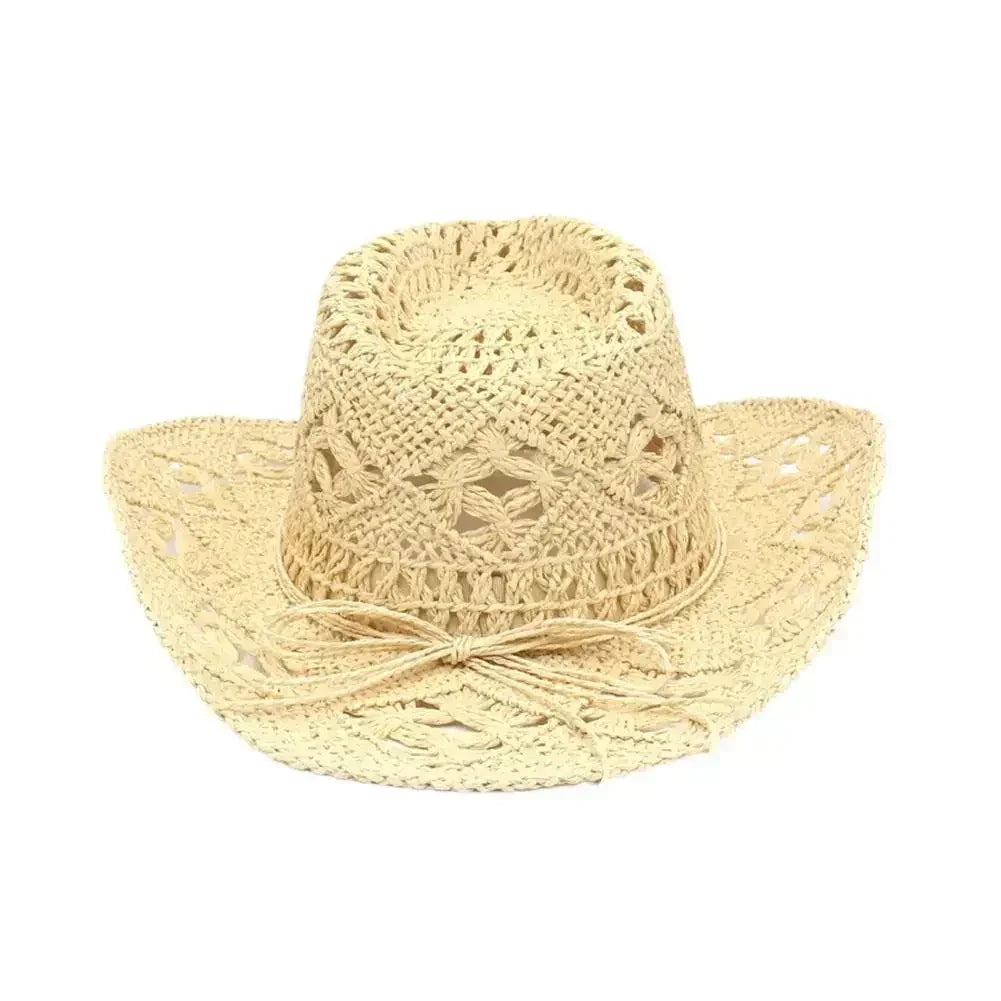 Summer Outdoor Men Women Hand-woven Western Cowboy Straw Hats Wide Brim Breathable Beach Jazz Cap Sun Protection Hat (Copy) by Goddess Imports Marketplace