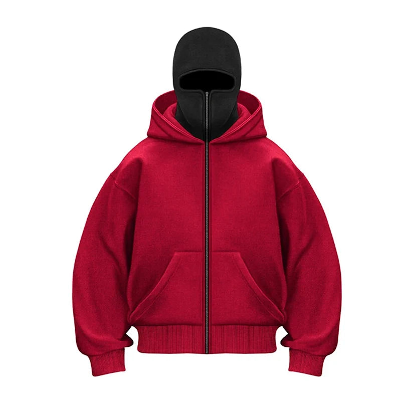 Plain Design Hooded Zip Up Sweatshirt for Men Women Autumn Winter Ins Style Couple Matching by Urban Fashion Icon