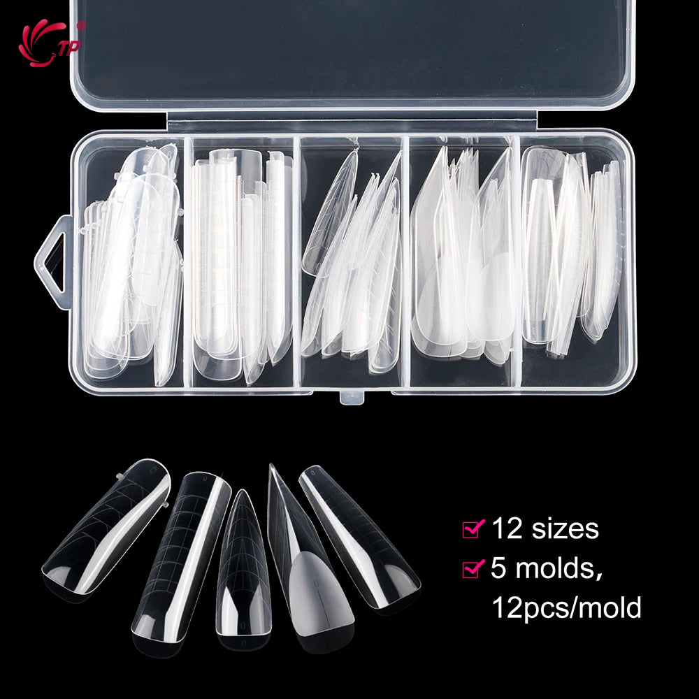 TP New 60pcs/75pcs Dual Nail Forms Quick Building Gel Mold Full Cover Acrylic False Nail Tips Top Forms Extension Manicure Tools by AliExpress
