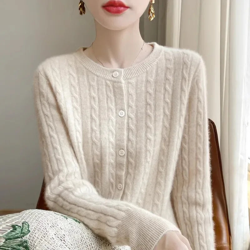 Long Sleeve Knitted O-neck Basic Thick Warm Cardigan by Trendy Attic Store01