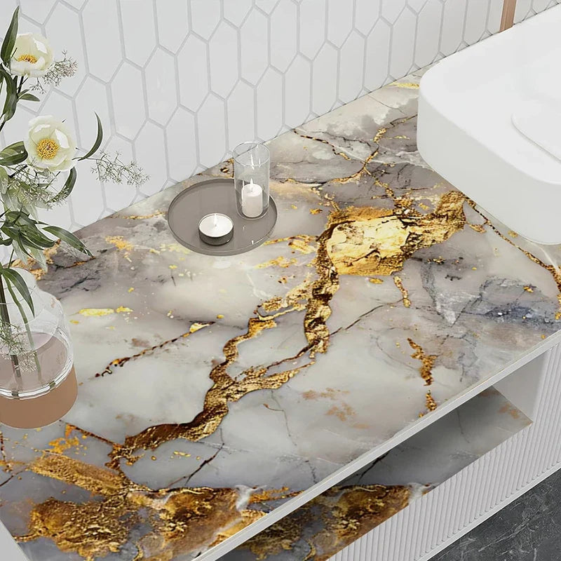 Waterproof High‑Temp Resistant Golden Marble Wall Sticker Self‑Adhesive Anti‑Oil Anti‑Scratch Easy Install Kitchen Backsplash by FLIPSTYLEZLLC
