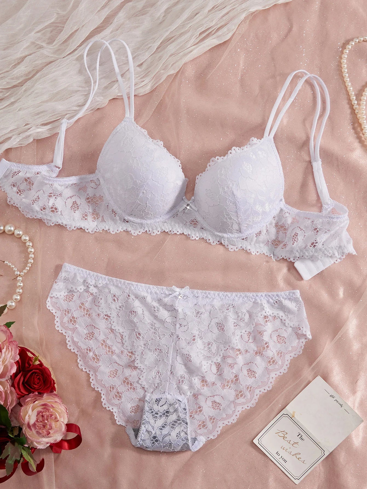 Single of Women's Underwear Set Sexy Lace Patchwork with Push Up Bra Romantic Sheer Women's Panties by Ladyez