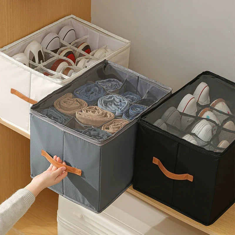 Shoe Organizer for Closet Foldable Shoe Storage Containers with Clear Cover Fits up to 16-32 Pairs with Adjustabele Dividers by FLIPSTYLEZLLC