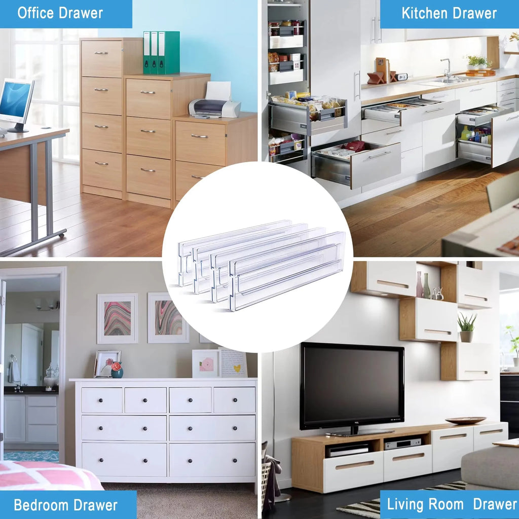1/2/4/6/8PCS Drawer Wardrobe Dividers Organizers Expandable From Kitchen Drawer Organizer, Clear Plastic Partition Plate Tools by FLIPSTYLEZLLC