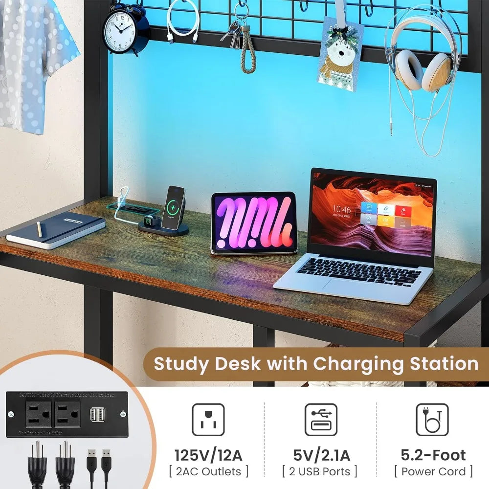 Twin Over Twin Bunk Bed,Built-in Desk & Charging Station & LED Lights with Storage Drawers,Bedroom Furniture, Custom by FLIPSTYLEZLLC
