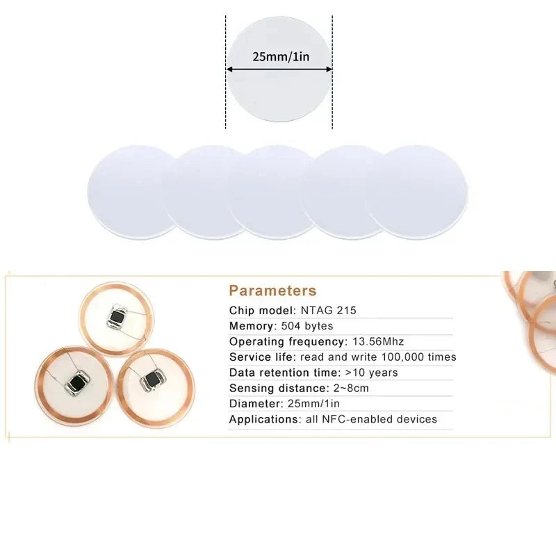 10/50pcs NFC Ntag215 Coin TAG Key 13.56mhz NTAG 215 Card Universal by FLIPSTYLEZLLC