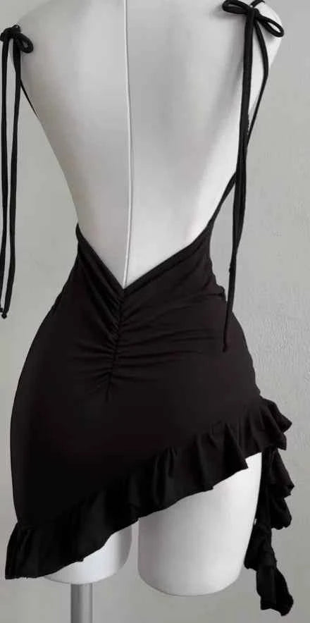 2025 popular European and American new dress with summer high-end feel Y2K sexy backless lace up spicy girl's hip hugging skirt