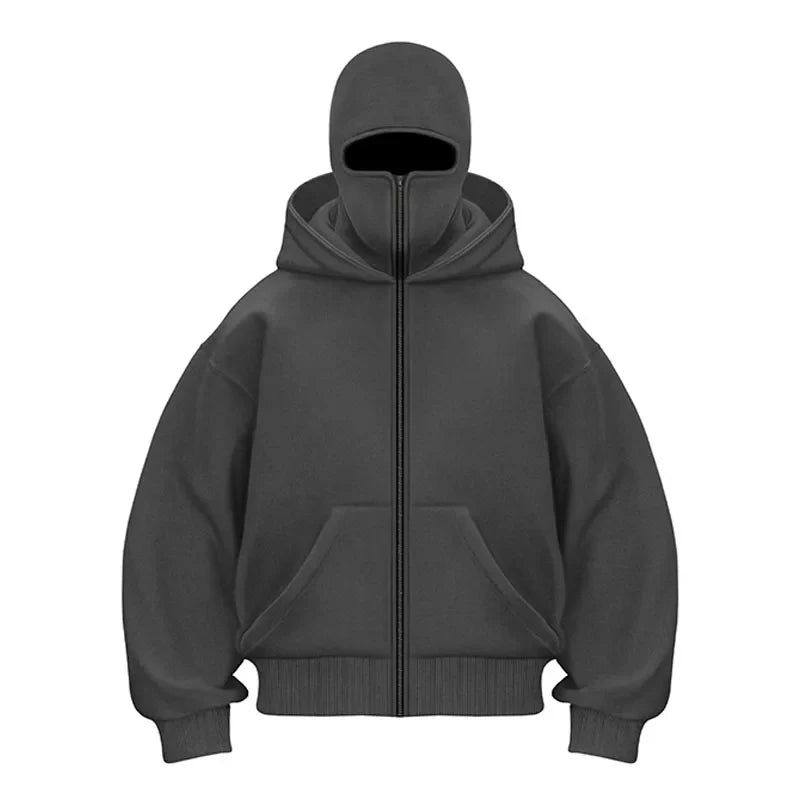 Plain Design Hooded Zip Up Sweatshirt for Men Women Autumn Winter Ins Style Couple Matching by Urban Fashion Icon