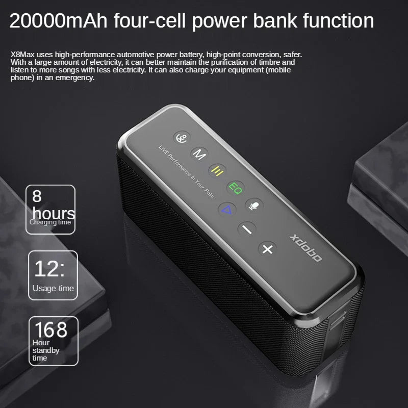 Super Power XDOBO X8 Max 100W Portable Wireless Speaker TWS Subwoofer Support USB/TF/AUX 20000mAh Four-cell Power Bank Function by FLIPSTYLEZLLC