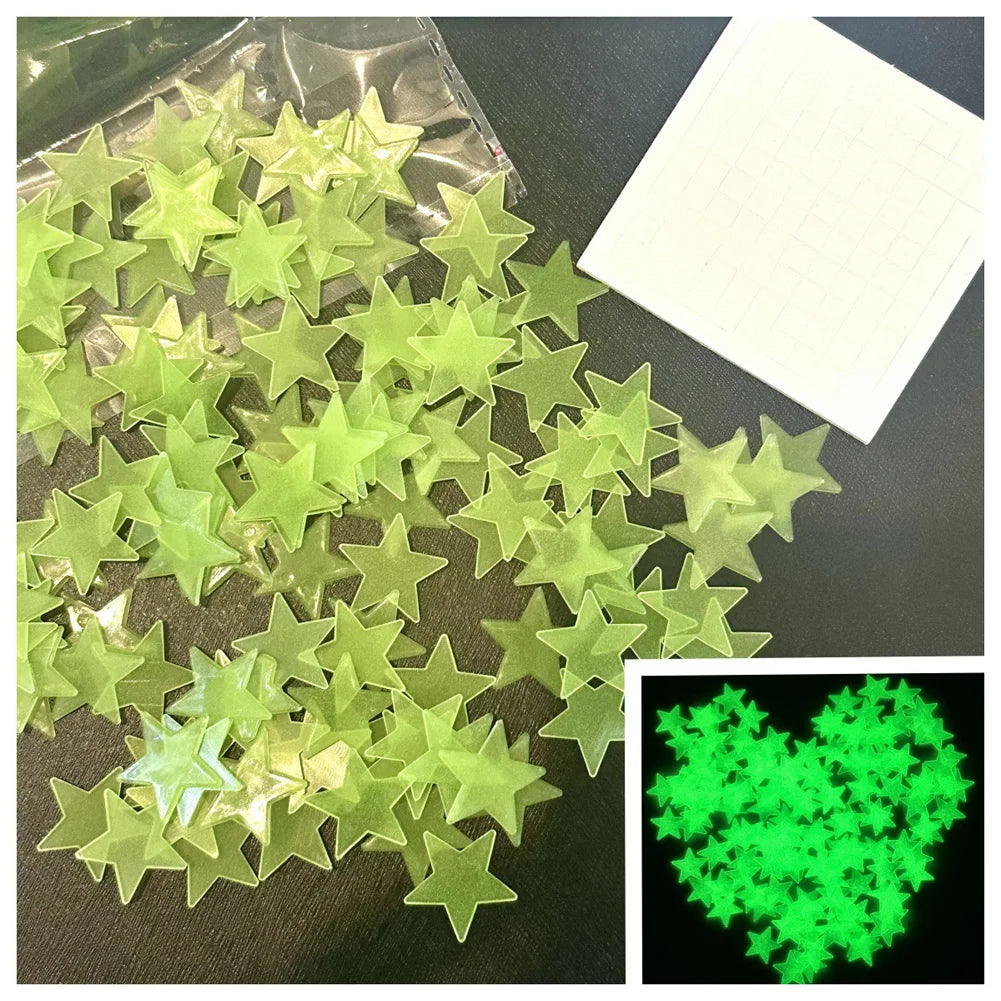 100Pcs Multicolored Little Stars Luminous Wall Stickers Kids Room Decoration Glow In The Dark Decals DIY Star Home Decor Paster by FLIPSTYLEZLLC