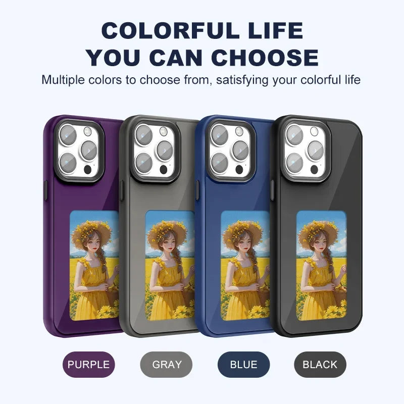 NFC 16promax iphone case E-ink screen four colors Image Transmission For Iphone 15 14 13 Pro Max DIY Cases Battery Free by FLIPSTYLEZLLC