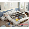 MINGDIBAO All In One Bed, Luxury Multifunctional Genuine Leather Bed Frame with Tatami, Tech Smart Ultimate Lit 2 Personnes by FLIPSTYLEZLLC