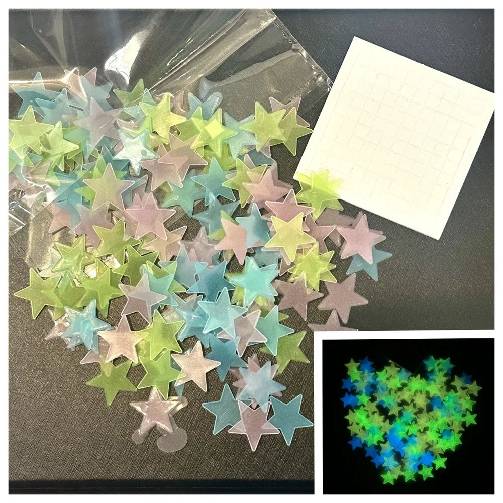 100Pcs Multicolored Little Stars Luminous Wall Stickers Kids Room Decoration Glow In The Dark Decals DIY Star Home Decor Paster by FLIPSTYLEZLLC