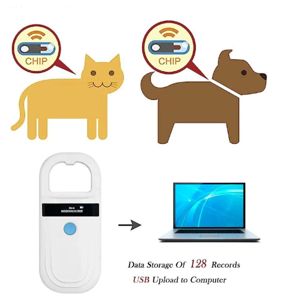 Pet ID Chip Digital Scanner USB RFID Dog Cat Animal Handheld 134.2KHz Identification Tag Card Reader Chip by FLIPSTYLEZLLC