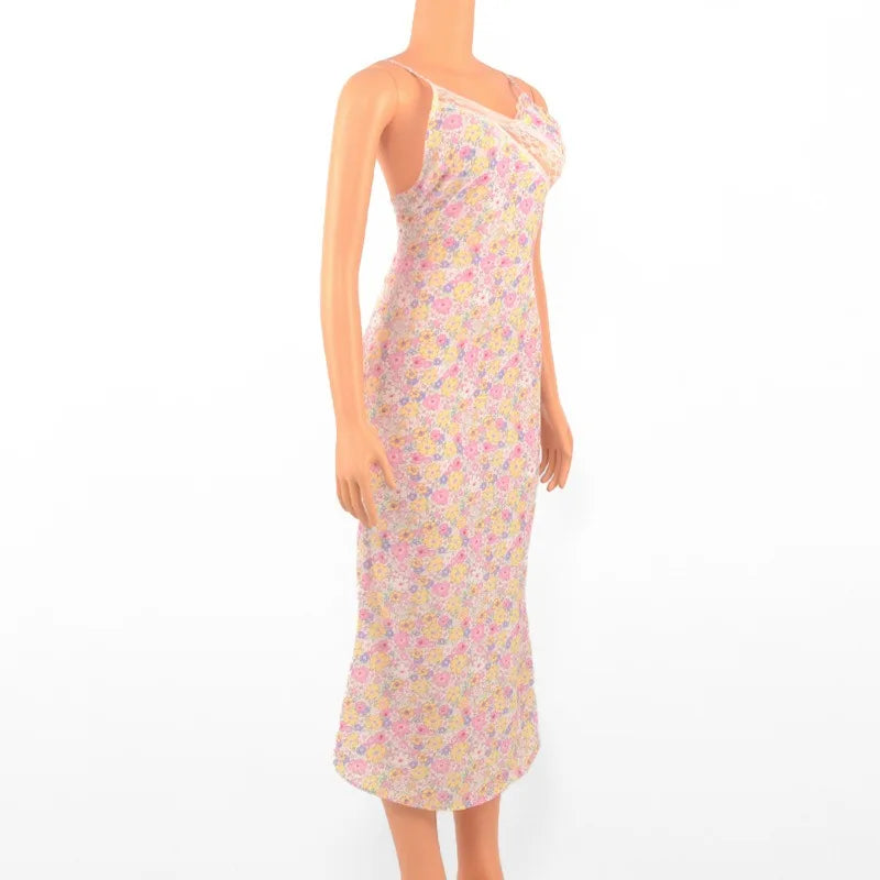 Print Sleeveless Strap Backless Lace Bodycon Dress by nowadaysfashion