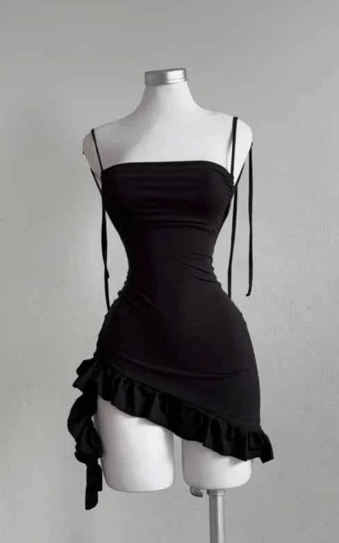 2025 popular European and American new dress with summer high-end feel Y2K sexy backless lace up spicy girl's hip hugging skirt