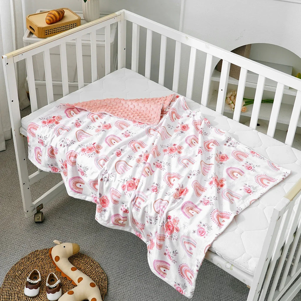 1PC Baby Blanket, Soft Plush Minky Blanket with Double Layer Dotted Backing for Toddler, Multicolor Printed 30 X 40 Inch by FLIPSTYLEZLLC