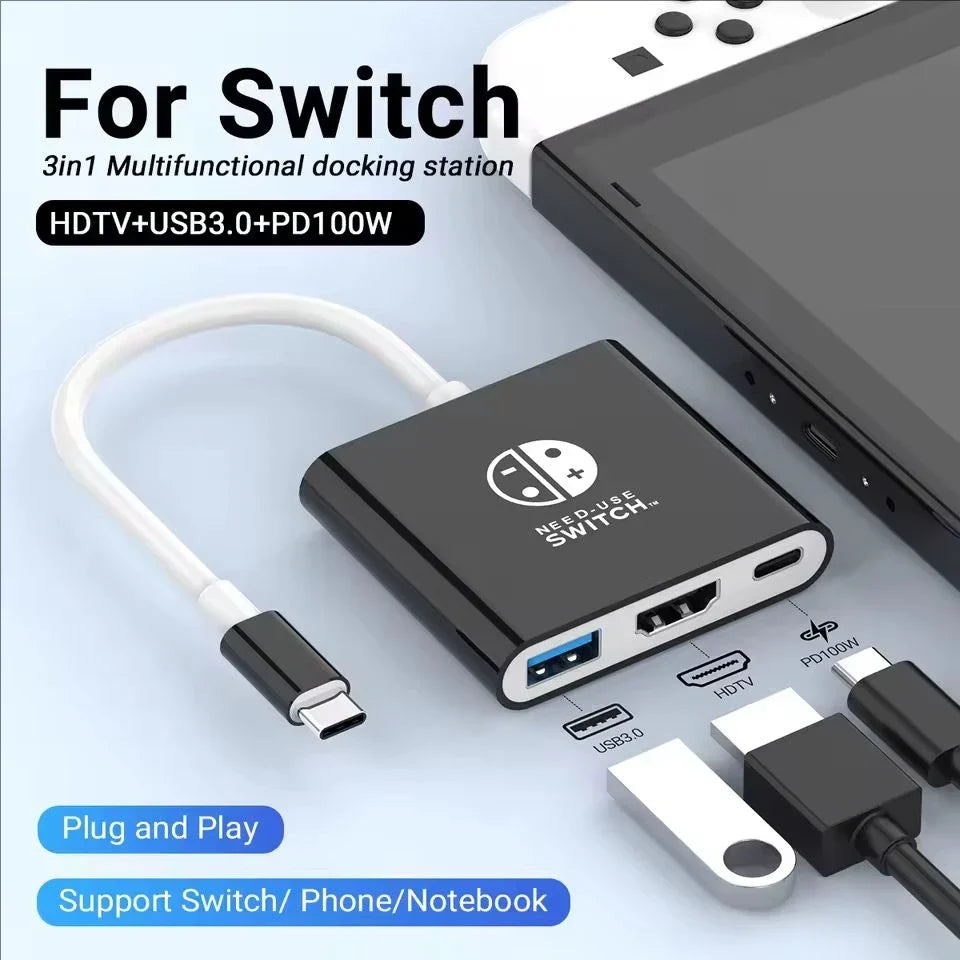 Switch1 Dock 4K HDMI USB 3.0 Hub Adapter USB C Splitter TV Portable Docking Station for Nintendo Laptops PC iPad MacBook Air Pro by FLIPSTYLEZLLC
