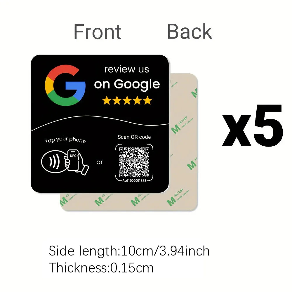 NTAG215 Programmable NFC Standing Card Editable 13.56MHz QR Code Google Review Square Table Display Card for Business by FLIPSTYLEZLLC