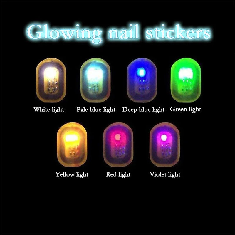 5pcs NFC Flash Nail Sticker LED Bare Chip Intelligent Luminous Nail Lamp Glow in the Dark Nail Stickers Enhancement Manicure by FLIPSTYLEZLLC