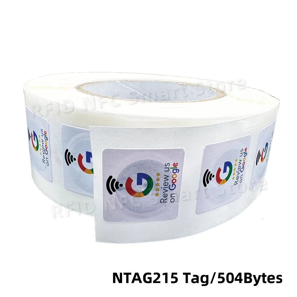NFC215 Google Review Stickers 504Bytes 30mm Waterproof NFC Review Sticker Review Us on Google Sticker 13.56MHz NFC Tags Stickers by FLIPSTYLEZLLC