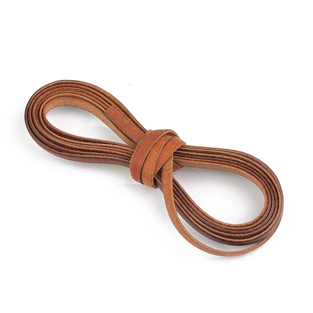 2m Vintage Cowhide Leather Cord Strip Round/Flat Rope String DIY by AliExpress