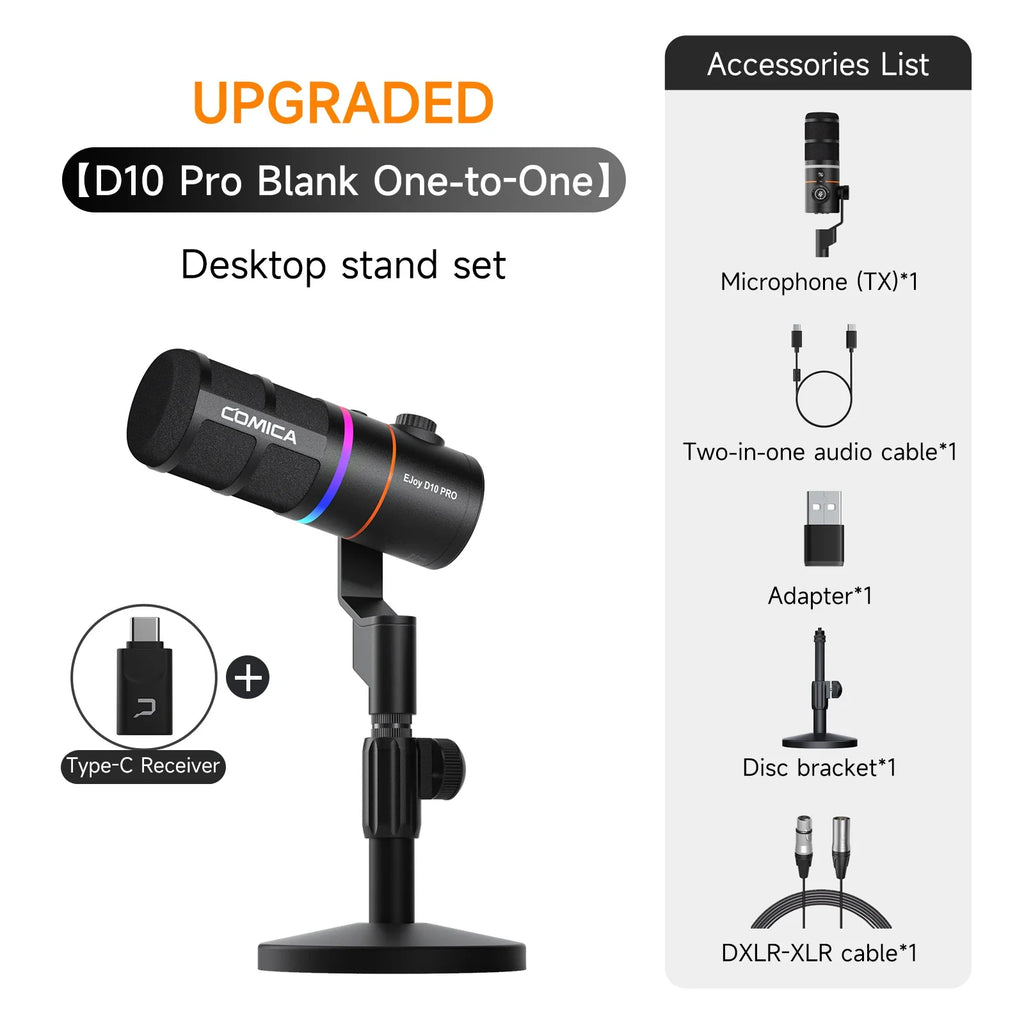 COMICA D10/D10 PRO RGB Cardioid USB/XLR Dynamic Desktop Gaming Mic Wired/Wireless Microphone for Streaming Interview Podcast by FLIPSTYLEZLLC