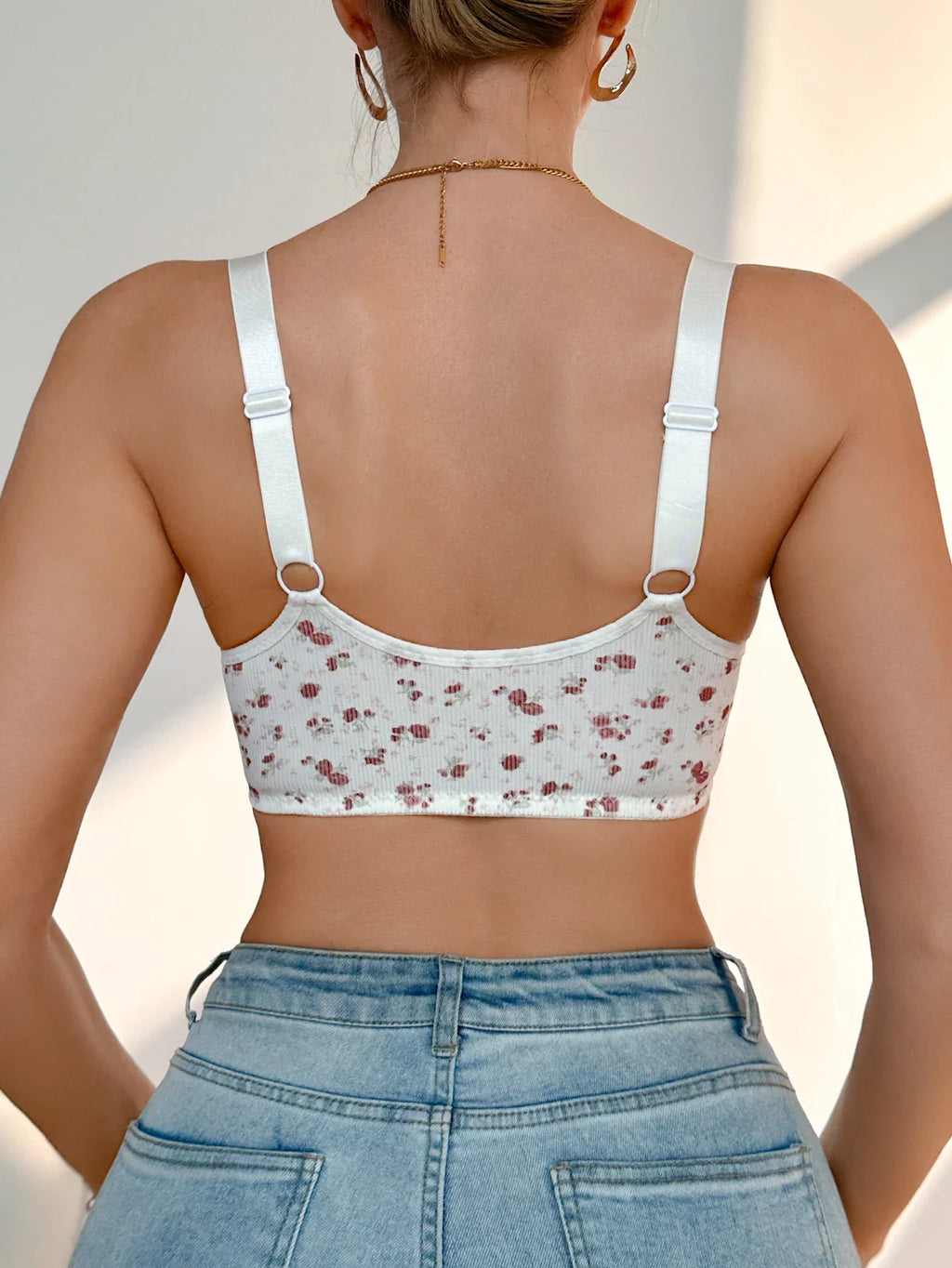 Women's Lace Floral Bra Adjustable Straps Unlined Wireless Push up Bra Comfortable and Breathable Women's Underwear by Ladyez