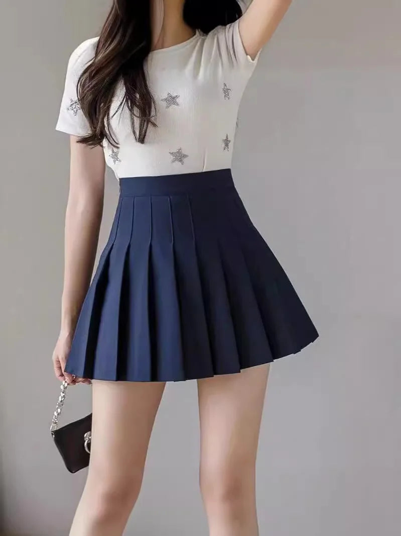Pleated Mini Skirt with Shorts Women's High Waist A-Line Skater Skort White Black Pink Sporty School Uniform New Fashion HotSale by Urban Fashion Icon