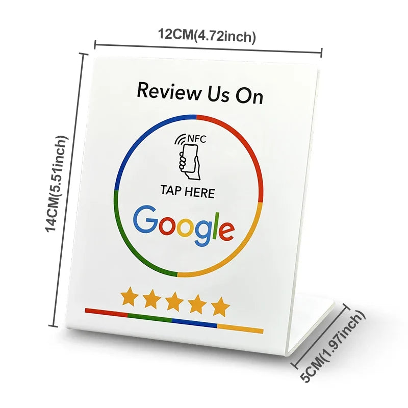 NFC 13.56Mhz programmable Google Review Card Station Table Tap Card NFC215 Chip 504Bytes RFID NFC Google Review stand display by FLIPSTYLEZLLC
