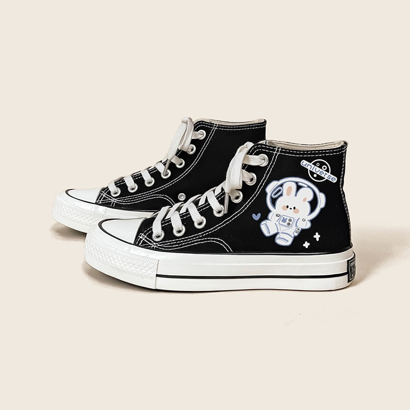 Space Bunny Canvas High Tops by Kore Kawaii