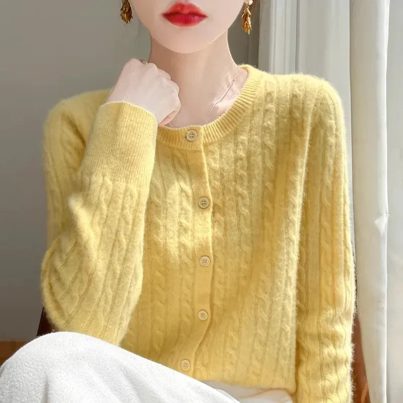 Long Sleeve Knitted O-neck Basic Thick Warm Cardigan by Trendy Attic Store01