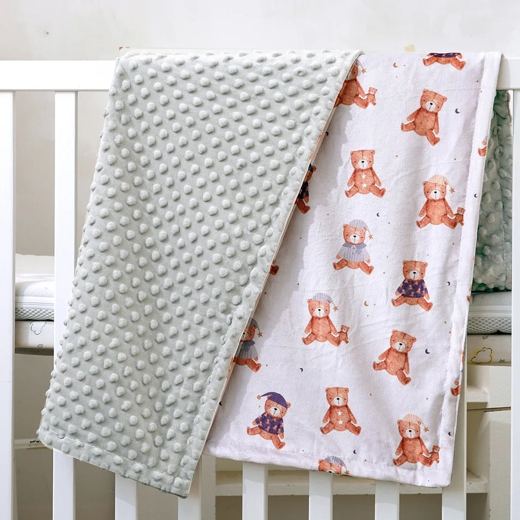 1PC Baby Blanket, Soft Plush Minky Blanket with Double Layer Dotted Backing for Toddler, Multicolor Printed 30 X 40 Inch by FLIPSTYLEZLLC