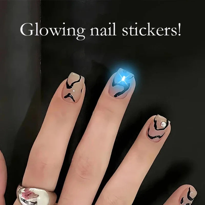 5pcs NFC Flash Nail Sticker LED Bare Chip Intelligent Luminous Nail Lamp Glow in the Dark Nail Stickers Enhancement Manicure by FLIPSTYLEZLLC