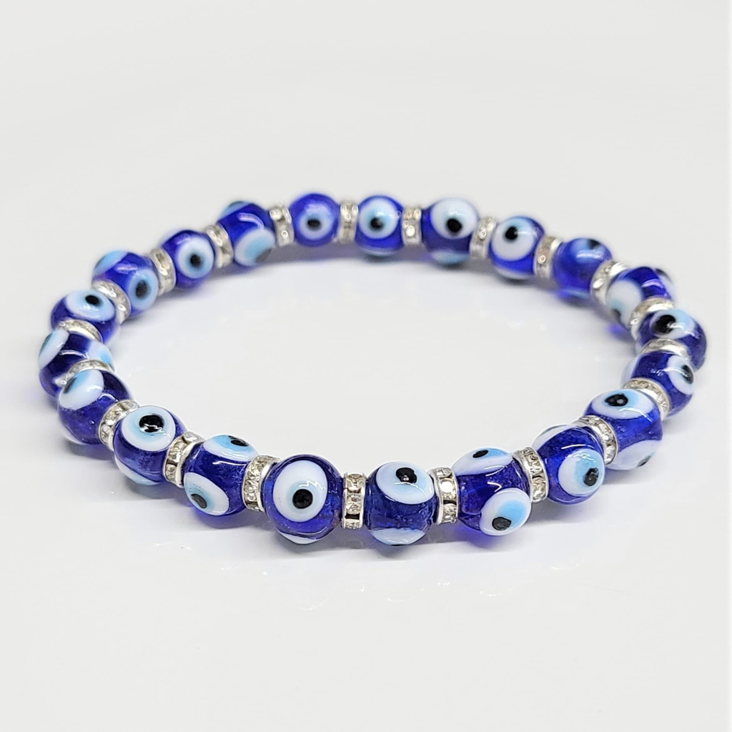 Evil Eye Round Bead Bracelet - God's Watching by Sacred Crystals