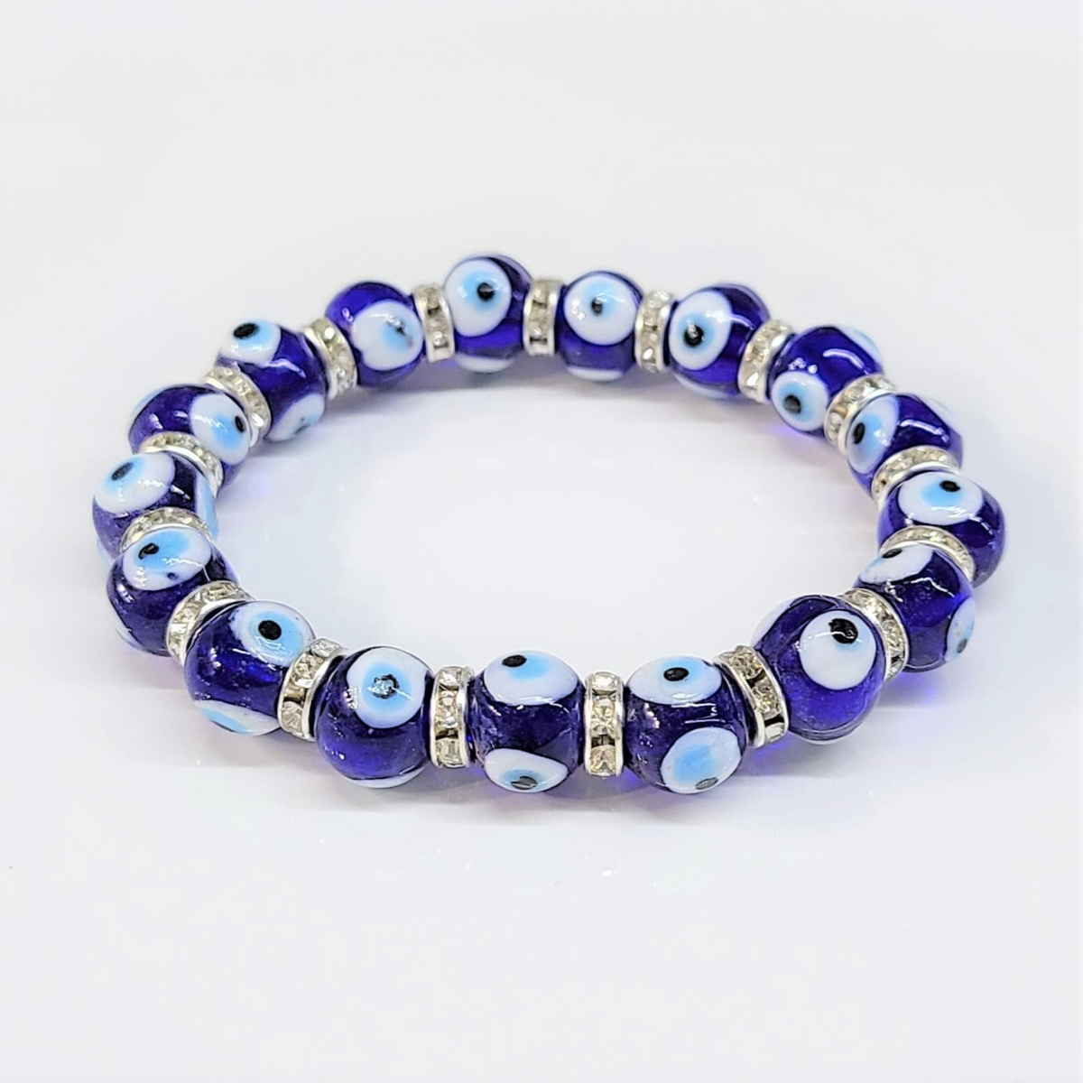 Evil Eye Round Bead Bracelet - God's Watching by Sacred Crystals