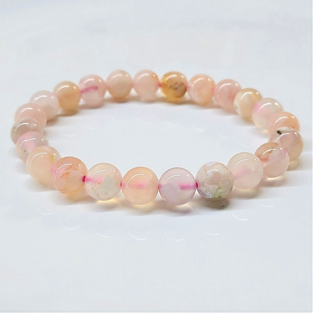 Flower Agate Round Bead Bracelet - Stone of the Divine Feminine by Sacred Crystals