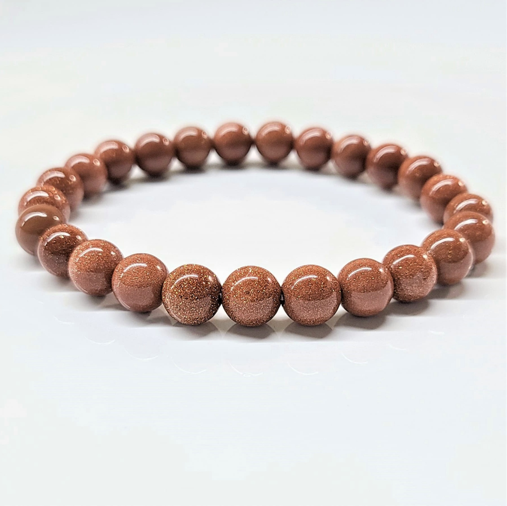 Goldstone Round Bead Bracelet - Stone of Earthly Spirit Connection by Sacred Crystals