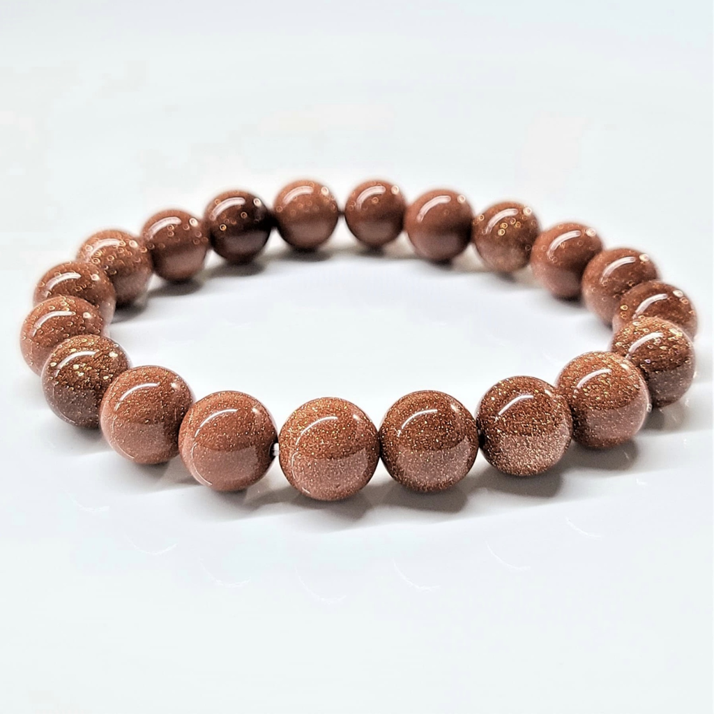 Goldstone Round Bead Bracelet - Stone of Earthly Spirit Connection by Sacred Crystals