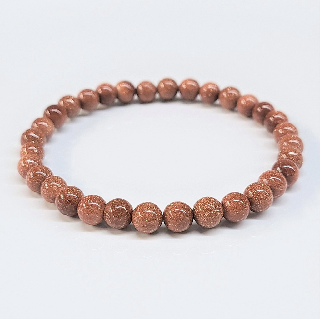 Goldstone Round Bead Bracelet - Stone of Earthly Spirit Connection by Sacred Crystals