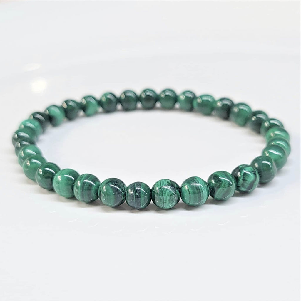 Malachite Round Bead Bracelet - Stone of Transformation & Fidelity by Sacred Crystals