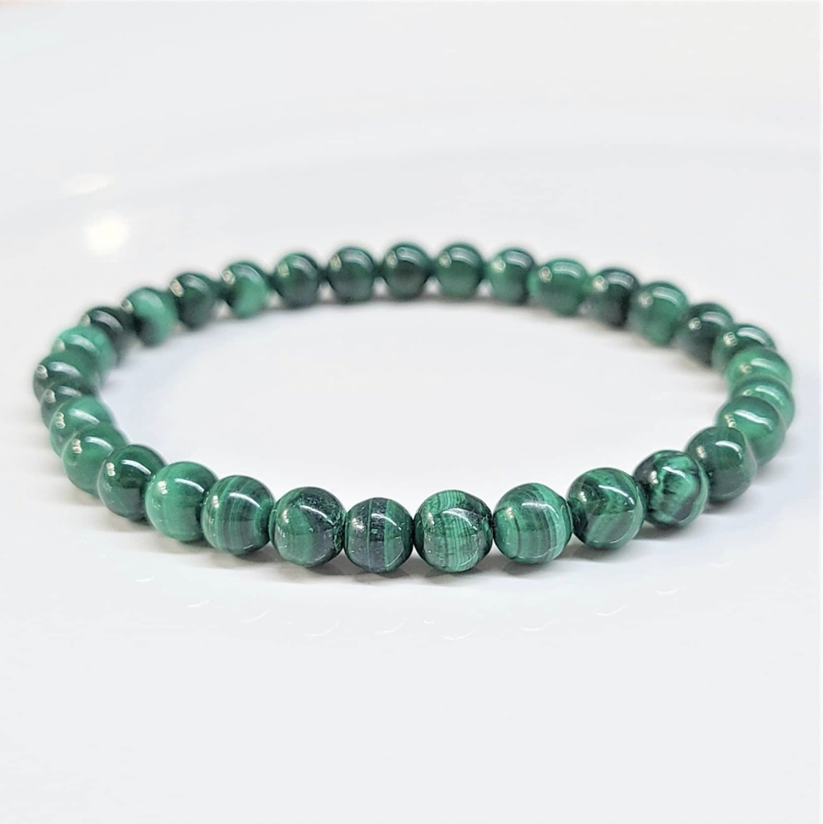 Malachite Round Bead Bracelet - Stone of Transformation & Fidelity by Sacred Crystals