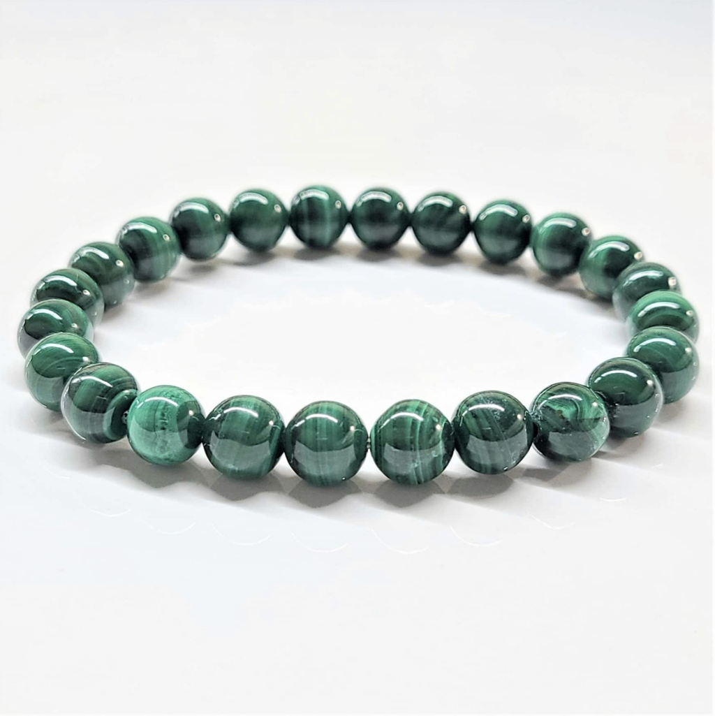 Malachite Round Bead Bracelet - Stone of Transformation & Fidelity by Sacred Crystals