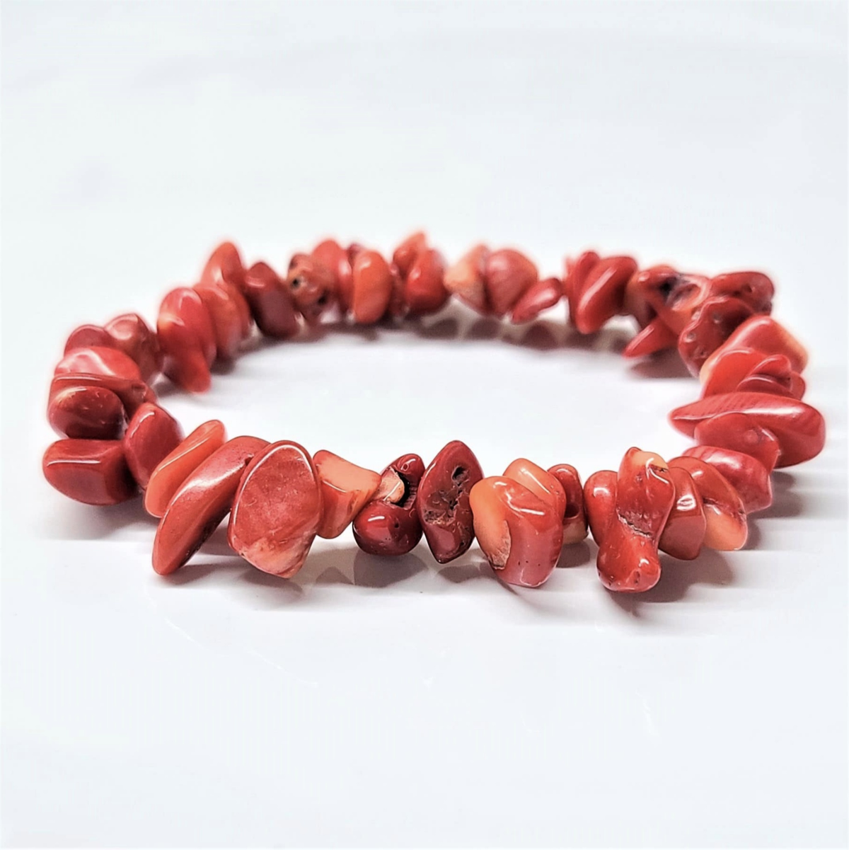 Red Coral Chip Bracelet by Sacred Crystals