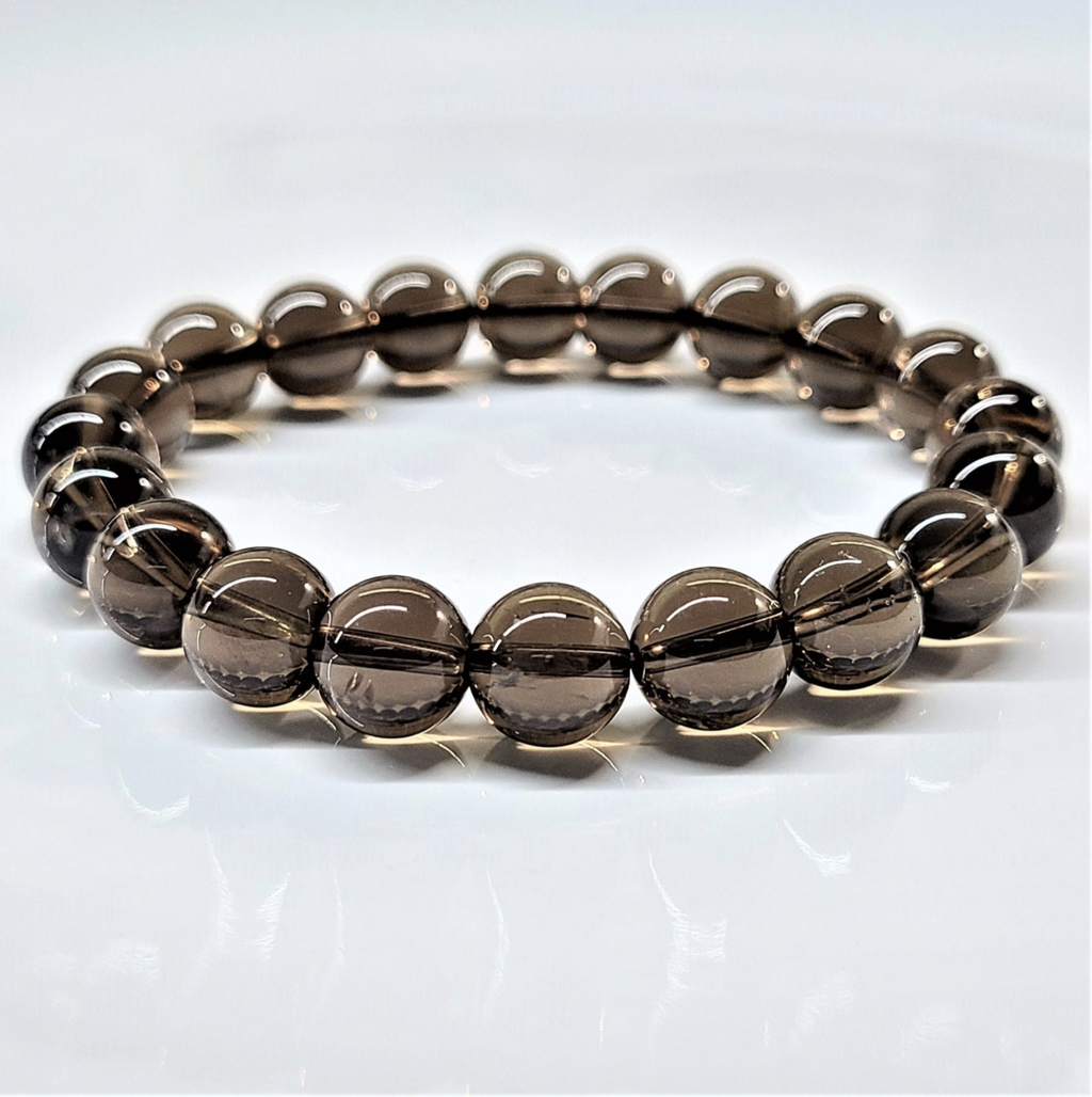 Smoky Quartz Round Bead Bracelet - Stone of Strength & Stability by Sacred Crystals