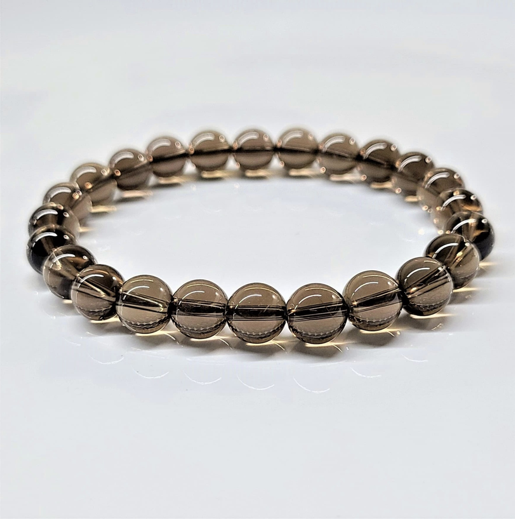 Smoky Quartz Round Bead Bracelet - Stone of Strength & Stability by Sacred Crystals
