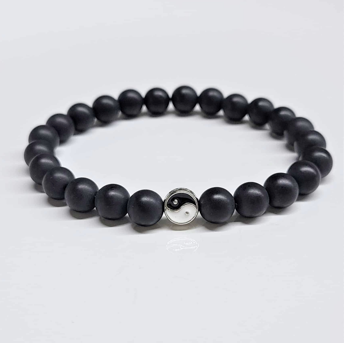 Smooth Lava Yin Yang Round Bead Bracelet 8mm - The Phoenix Bracelet by Sacred Crystals